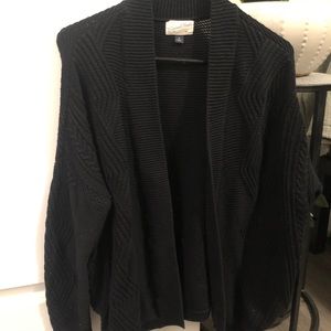 Black open front cardigan